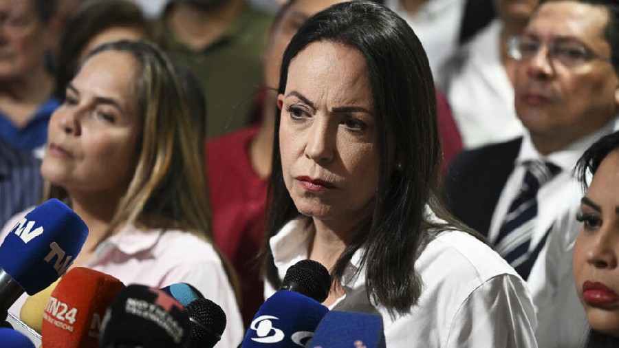 María Corina Machado durante un acto político