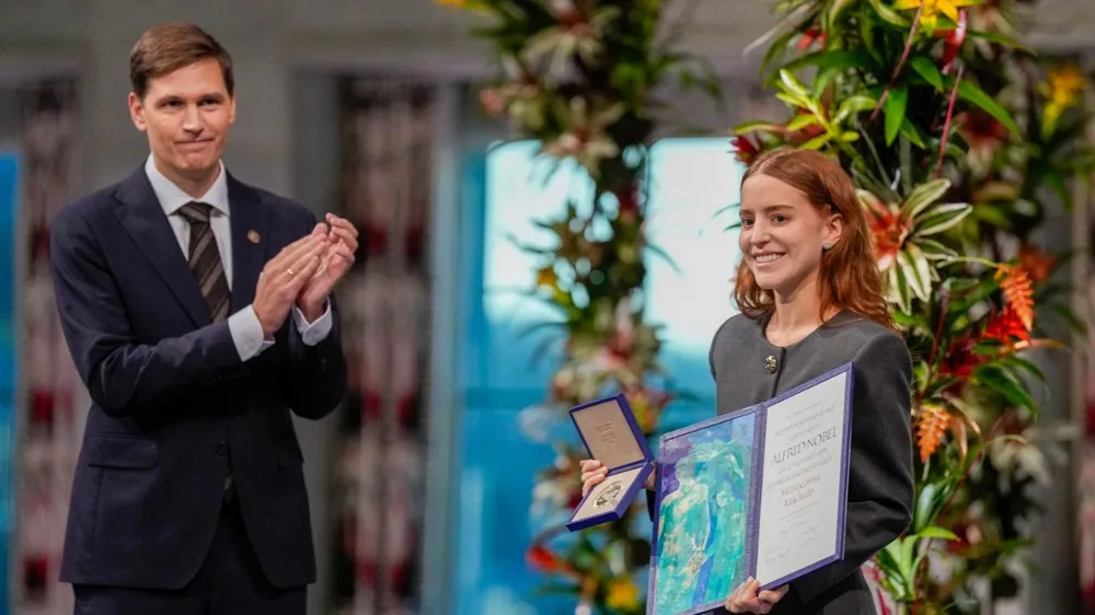 hija de María Corina Machado recibió el Nobel de la Paz