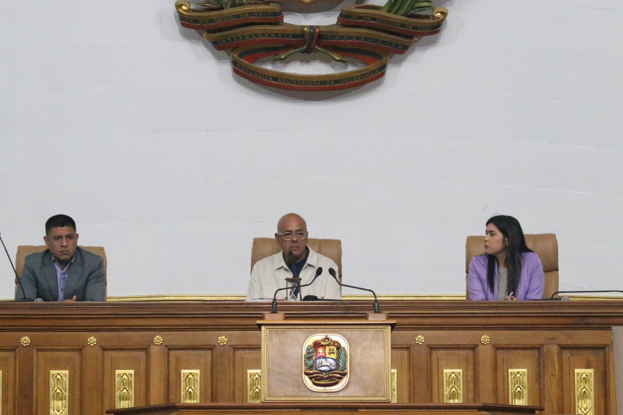 Sesión del Parlamento venezolano durante el debate de la ley de minas.